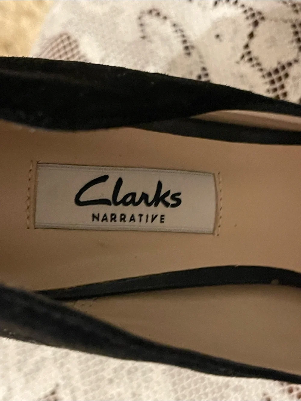 Clarks Black Suede Pointed-Toe Stud Heels